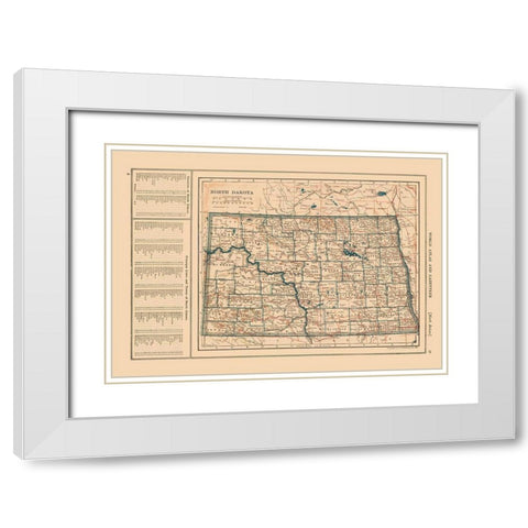North Dakota - Reynold 1921 White Modern Wood Framed Art Print with Double Matting by Reynold
