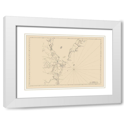New England Coast - 1776 White Modern Wood Framed Art Print with Double Matting by Unknown