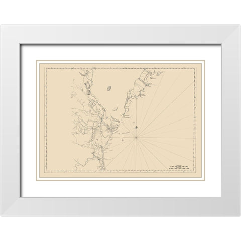 New England Coast - 1776 White Modern Wood Framed Art Print with Double Matting by Unknown