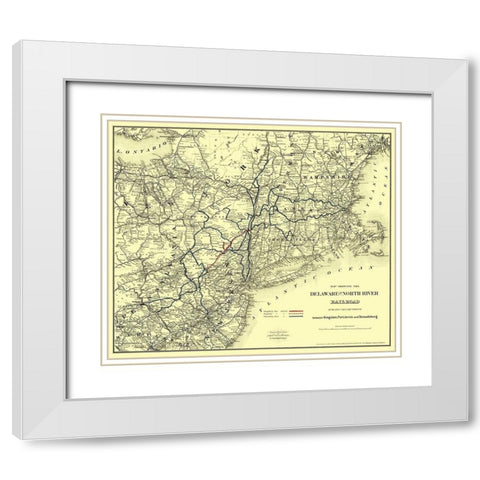 Delaware and North River Railroad - Colton 1890 White Modern Wood Framed Art Print with Double Matting by Colton