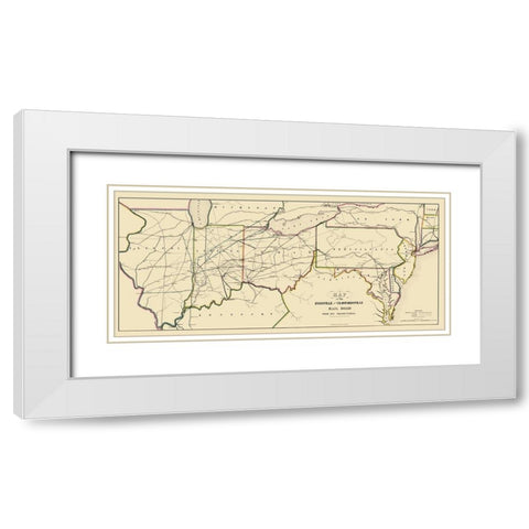 Evansville and Crawfordsville Railroad 1850 White Modern Wood Framed Art Print with Double Matting by Lellan