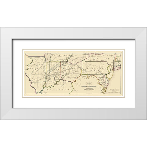 Evansville and Crawfordsville Railroad 1850 White Modern Wood Framed Art Print with Double Matting by Lellan