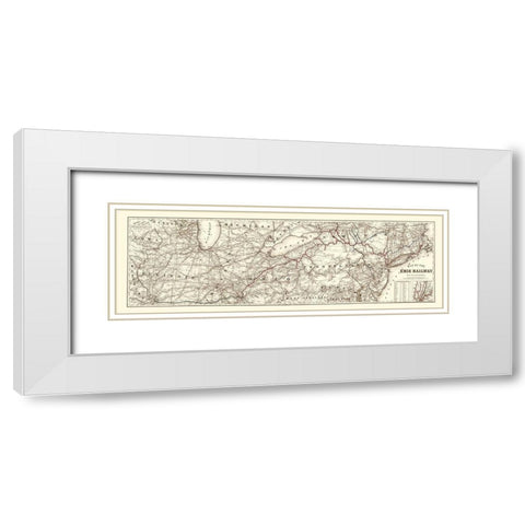Erie Railway with Connections - Colton 1869 White Modern Wood Framed Art Print with Double Matting by Colton