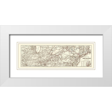 Erie Railway with Connections - Colton 1869 White Modern Wood Framed Art Print with Double Matting by Colton
