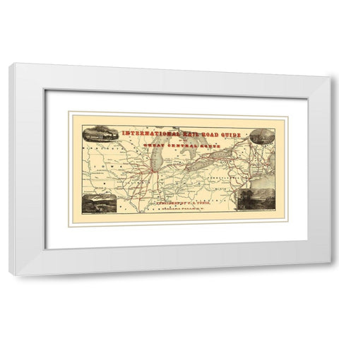 International Rail Guide, Great Central Route 1855 White Modern Wood Framed Art Print with Double Matting by Tunis