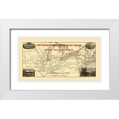 International Rail Guide, Great Central Route 1855 White Modern Wood Framed Art Print with Double Matting by Tunis
