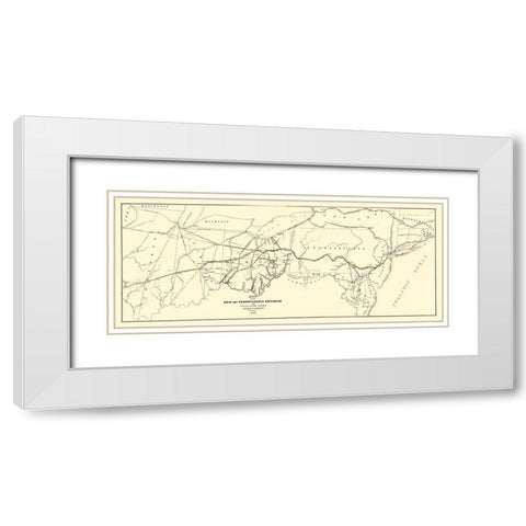 Ohio and Pennsylvania Railroad - Schuchman 1850 White Modern Wood Framed Art Print with Double Matting by Schuchman