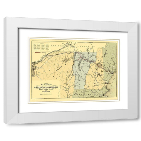 Portland and Ogdensburg Railroad - Hatch 1850 White Modern Wood Framed Art Print with Double Matting by Hatch