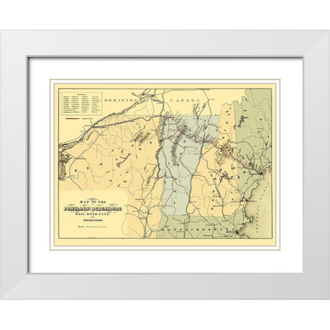 Portland and Ogdensburg Railroad - Hatch 1850 White Modern Wood Framed Art Print with Double Matting by Hatch