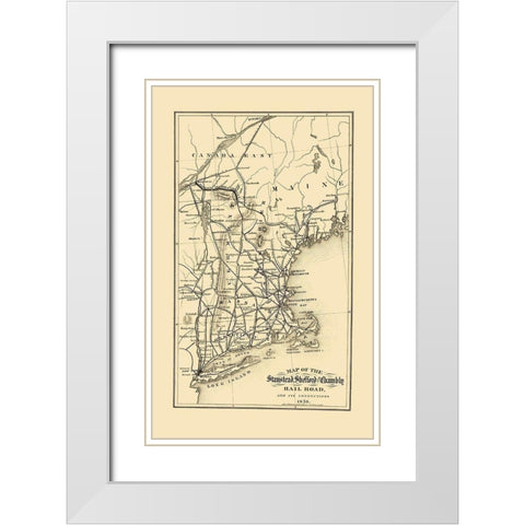 Stanstead, Shefford and Chambly Railroad 1858 White Modern Wood Framed Art Print with Double Matting by Robertson