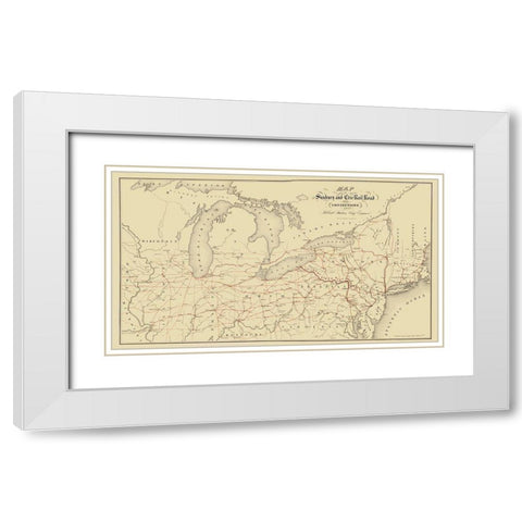 Sunbury and Erie Railroad - Sibell 1850 White Modern Wood Framed Art Print with Double Matting by Sibell