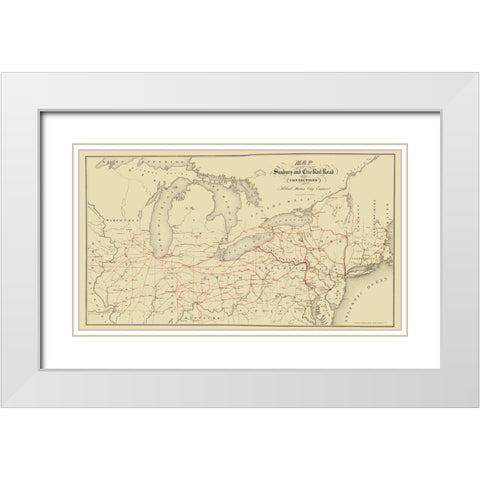Sunbury and Erie Railroad - Sibell 1850 White Modern Wood Framed Art Print with Double Matting by Sibell