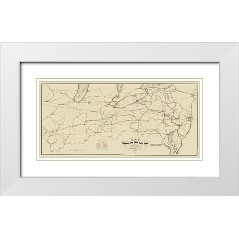 Sunbury and Erie Railroad - McLaughlin 1854 White Modern Wood Framed Art Print with Double Matting by McLaughlin