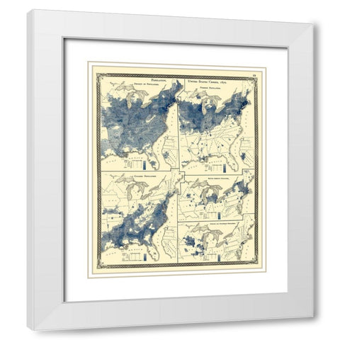 United States Population Census - Baskin 1876 White Modern Wood Framed Art Print with Double Matting by Baskin