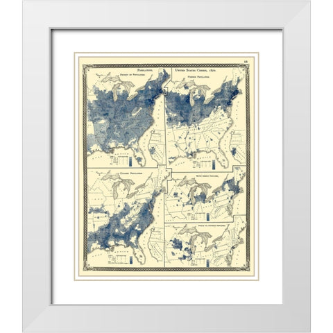 United States Population Census - Baskin 1876 White Modern Wood Framed Art Print with Double Matting by Baskin