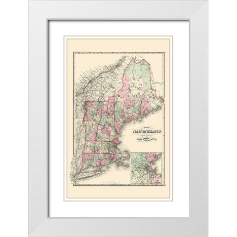 New England - Davenport 1883 White Modern Wood Framed Art Print with Double Matting by Davenport