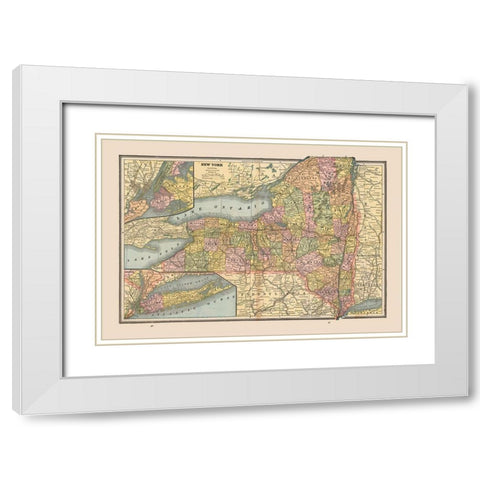New York, United States - Cram 1888 White Modern Wood Framed Art Print with Double Matting by Cram