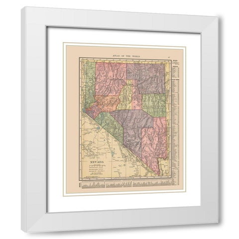Nevada - Hammond 1910 White Modern Wood Framed Art Print with Double Matting by Hammond