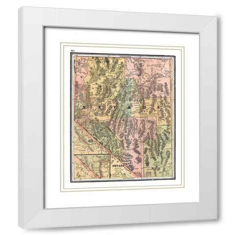 Nevada - Johnson 1888 White Modern Wood Framed Art Print with Double Matting by Johnson