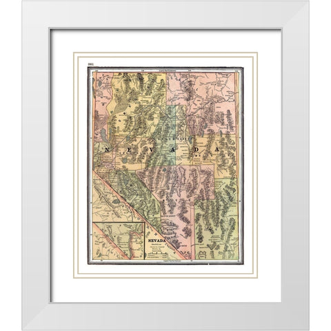 Nevada - Johnson 1888 White Modern Wood Framed Art Print with Double Matting by Johnson