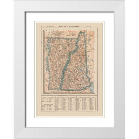New Hampshire, Vermont - Reynold 1921 White Modern Wood Framed Art Print with Double Matting by Reynold