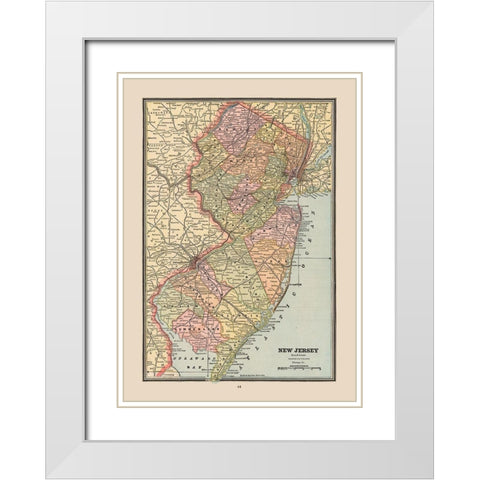 New Jersey, United States - Cram 1888 White Modern Wood Framed Art Print with Double Matting by Cram