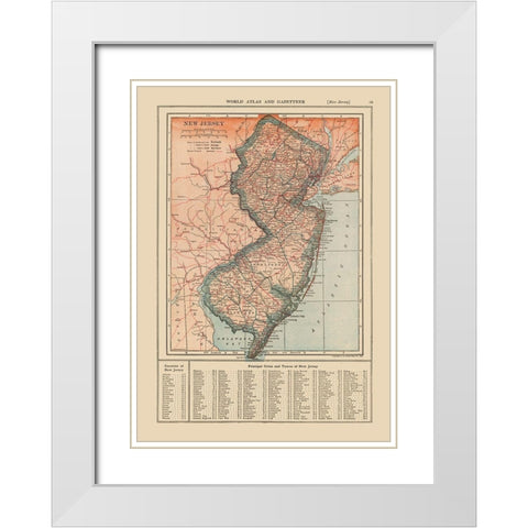 New Jersey - Reynold 1921 White Modern Wood Framed Art Print with Double Matting by Reynold