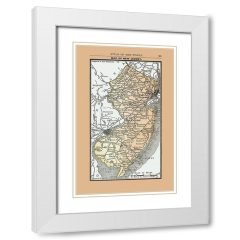 New Jersey - Alden 1886 White Modern Wood Framed Art Print with Double Matting by Alden