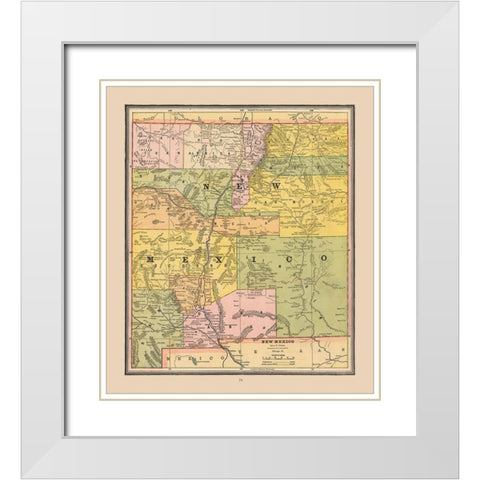 New Mexico, United States - Cram 1888 White Modern Wood Framed Art Print with Double Matting by Cram