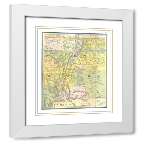 New Mexico - Johnson 1888 White Modern Wood Framed Art Print with Double Matting by Johnson
