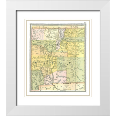 New Mexico - Johnson 1888 White Modern Wood Framed Art Print with Double Matting by Johnson