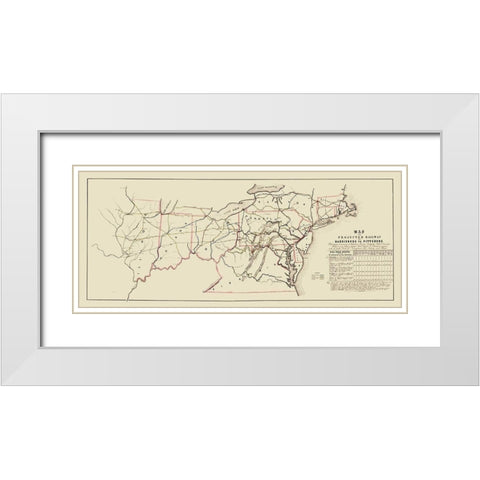 Harrisburg to Pittsburg Projected Railway - 1840 White Modern Wood Framed Art Print with Double Matting by Unknown