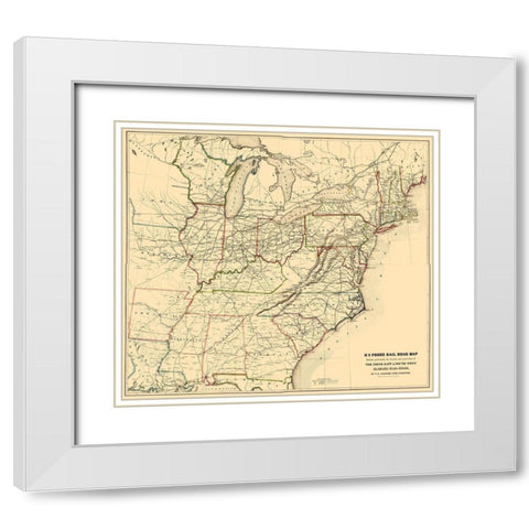 North East and South West Alabama 1854 White Modern Wood Framed Art Print with Double Matting by Poor