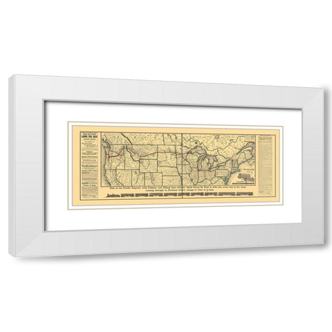 Northern Pacific Railroad - Rand McNally 1883 White Modern Wood Framed Art Print with Double Matting by Rand McNally