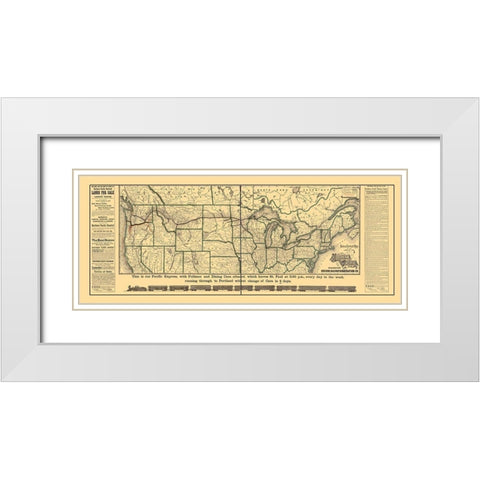 Northern Pacific Railroad - Rand McNally 1883 White Modern Wood Framed Art Print with Double Matting by Rand McNally