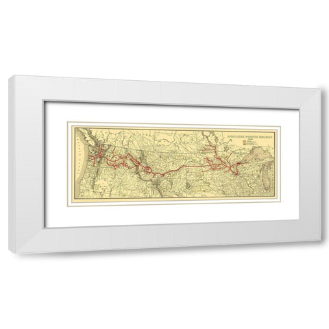 Northern Pacific Railway - Poates 1900 White Modern Wood Framed Art Print with Double Matting by Poates