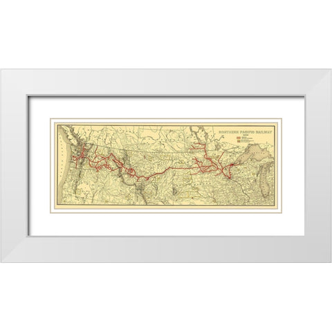 Northern Pacific Railway - Poates 1900 White Modern Wood Framed Art Print with Double Matting by Poates