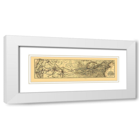 Proposed Central United States to Pacific 1850 White Modern Wood Framed Art Print with Double Matting by Unknown