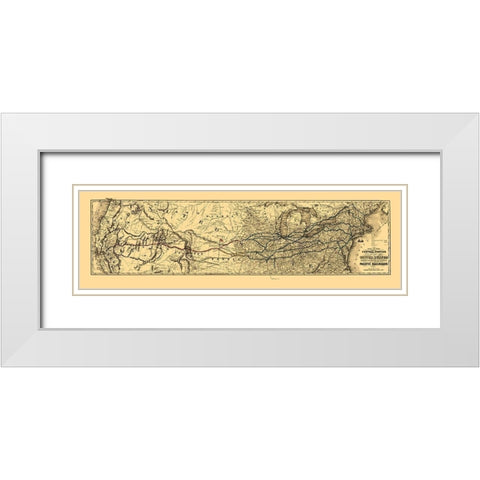 Proposed Central United States to Pacific 1850 White Modern Wood Framed Art Print with Double Matting by Unknown