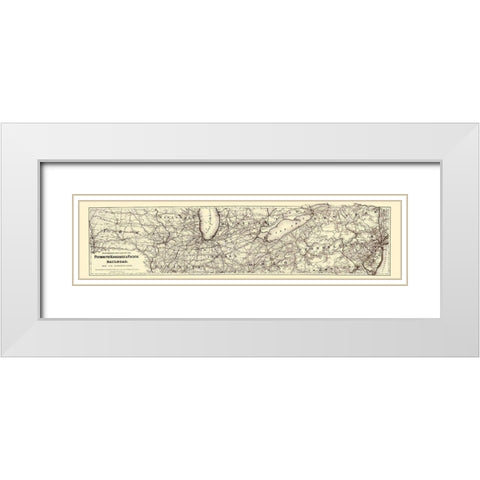 Plymouth Kankakee and Pacific Railroad 1871 White Modern Wood Framed Art Print with Double Matting by Colton