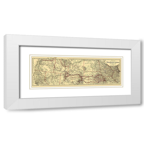 Union Pacific Railway - Colton 1888 White Modern Wood Framed Art Print with Double Matting by Colton
