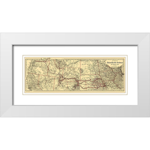 Union Pacific Railway - Colton 1888 White Modern Wood Framed Art Print with Double Matting by Colton