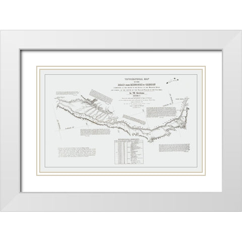 Missouri to Oregon Trail - Preuss 1846 White Modern Wood Framed Art Print with Double Matting by Preuss