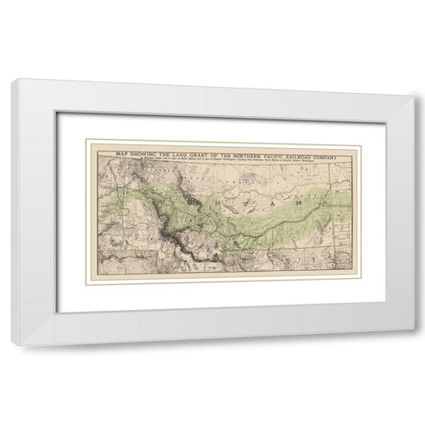 Northern Pacific Railroad Land Grants 1890 White Modern Wood Framed Art Print with Double Matting by Rand McNally