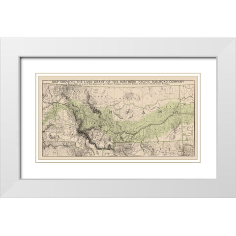 Northern Pacific Railroad Land Grants 1890 White Modern Wood Framed Art Print with Double Matting by Rand McNally