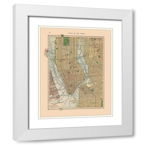 New York City New York - Hammond 1910 White Modern Wood Framed Art Print with Double Matting by Hammond