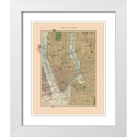 New York City New York - Hammond 1910 White Modern Wood Framed Art Print with Double Matting by Hammond