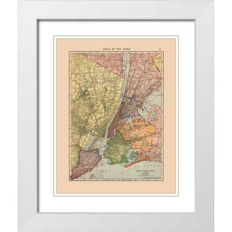 New York City New York - Hammond 1910 White Modern Wood Framed Art Print with Double Matting by Hammond