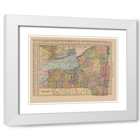 New York - Hammond 1910 White Modern Wood Framed Art Print with Double Matting by Hammond