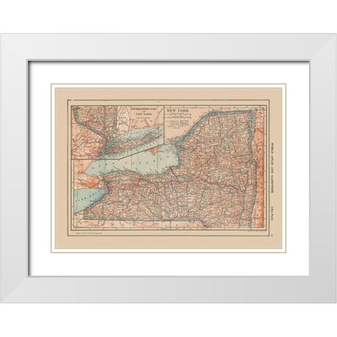 New York - Reynold 1921 White Modern Wood Framed Art Print with Double Matting by Reynold